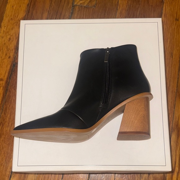 1. State Women's Black Ankle Booties with Tan Heel - Picture 2 of 7